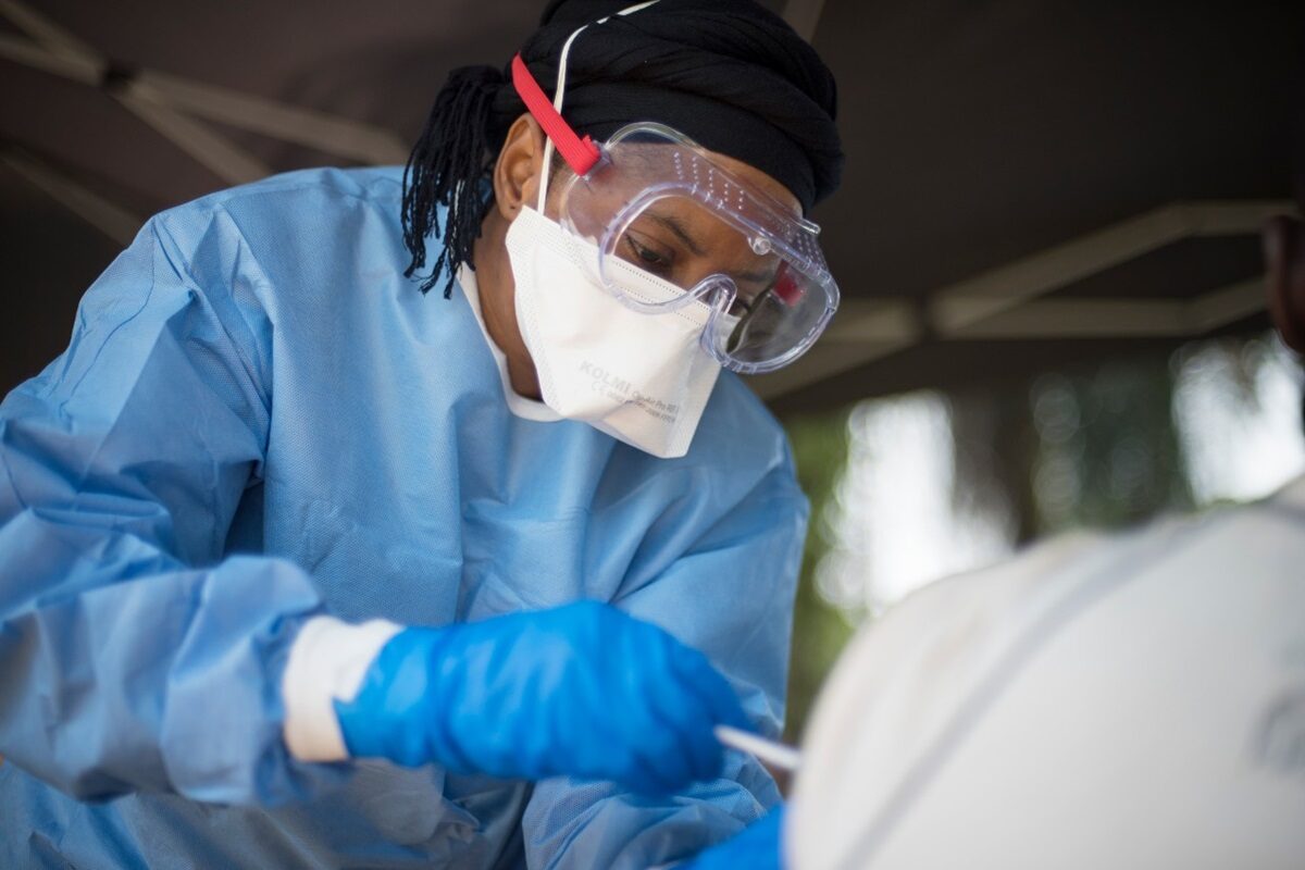 Healthcare worker in personal protective equipment, representative of the healthcare sector PEKOTA supports